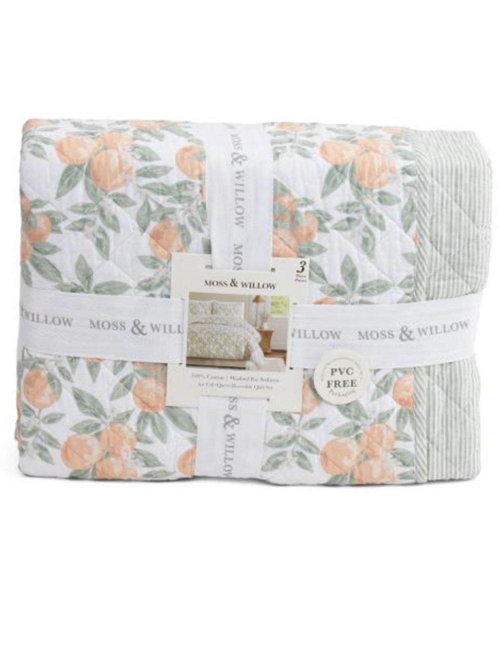 Moss & Willow Blossom Quilt Set - White & Peach